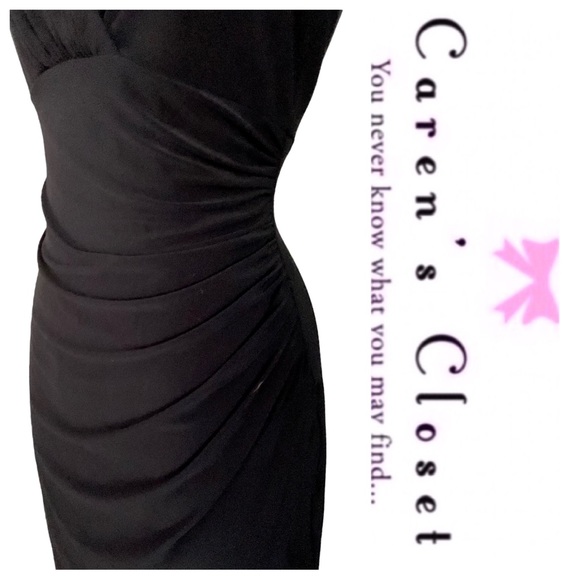 Lauren by Ralph Lauren Black Stretch Sleeveless Surplus Ruched Sheath Dress - Picture 6 of 7